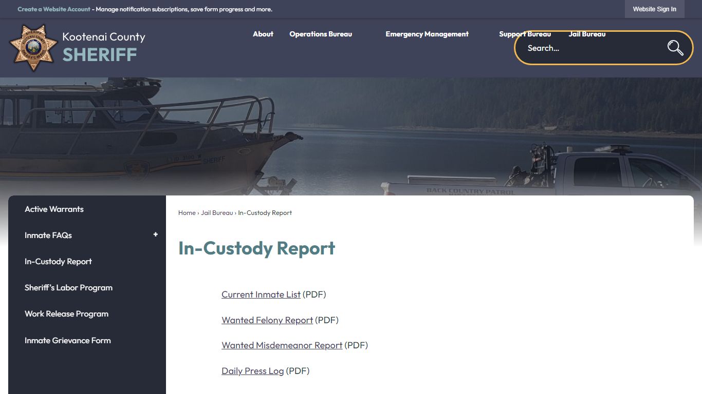 In-Custody Report | Kootenai County Sheriff, ID